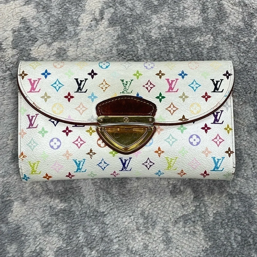Louis Vuitton White Multicolor Eugenie Long Pushlock Wallet Takashi Murakami